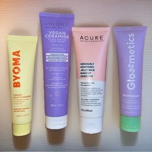 4Pc Vegan Clean Beauty Skincare Cleansers ~ Byoma, Pacifica, Acure, Glossmetics
